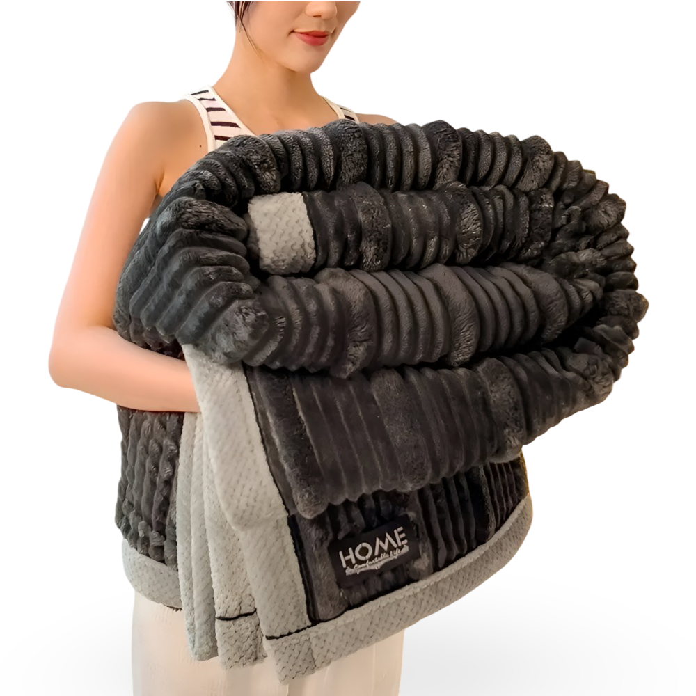 Manta de forro polar para el hogar a rayas con textura