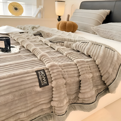 Manta de forro polar para el hogar a rayas con textura