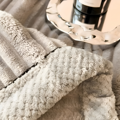 Manta de forro polar para el hogar a rayas con textura