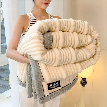 Manta de forro polar para el hogar a rayas con textura
