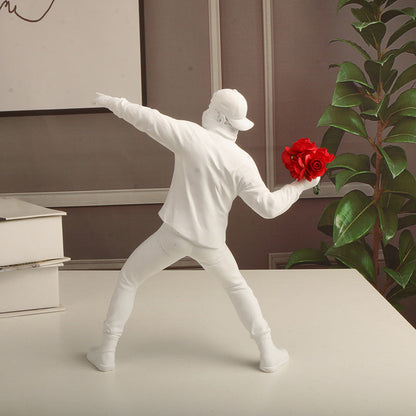 Figura decorativa de resina con flores