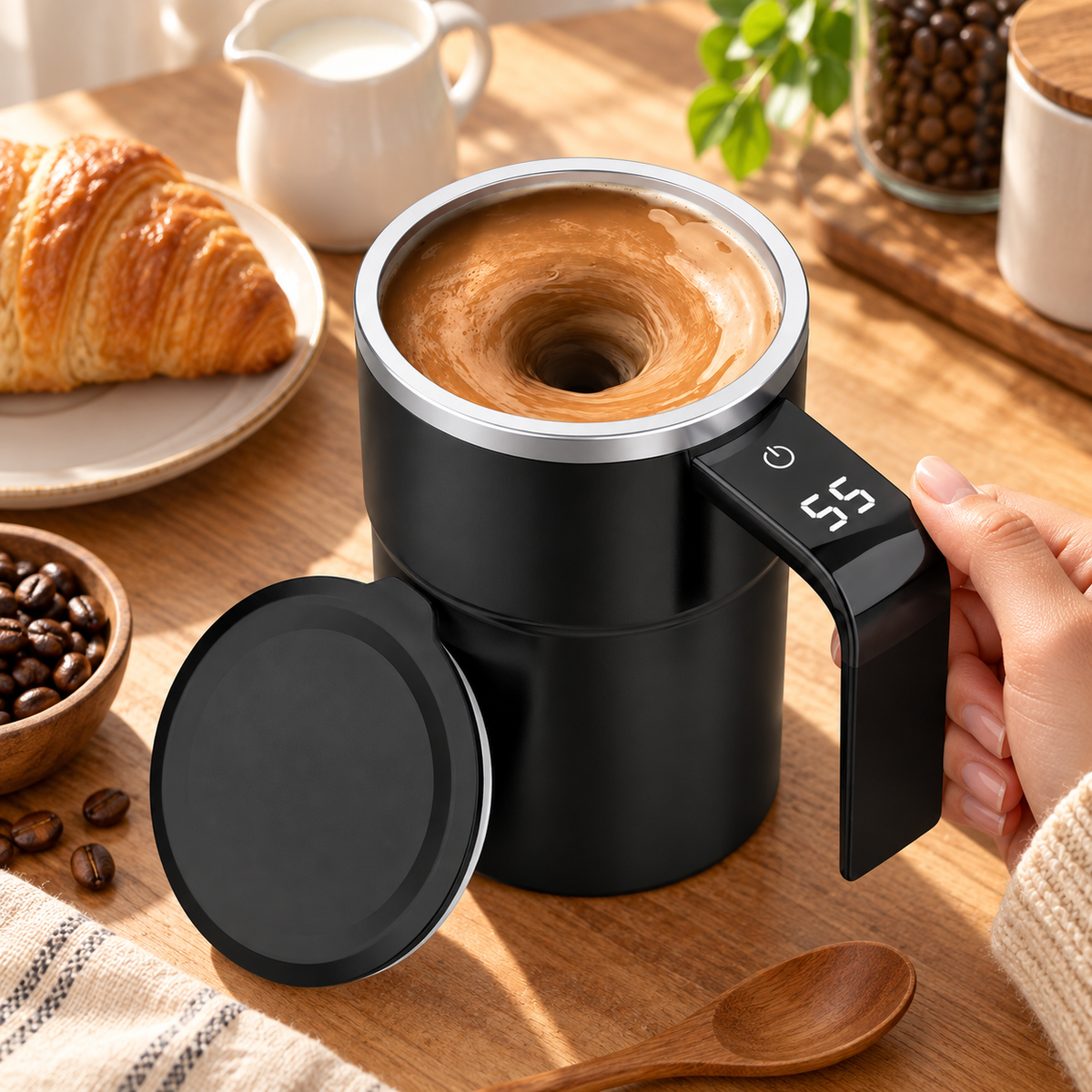Automatischer Rührbecher mit Temperaturanzeige