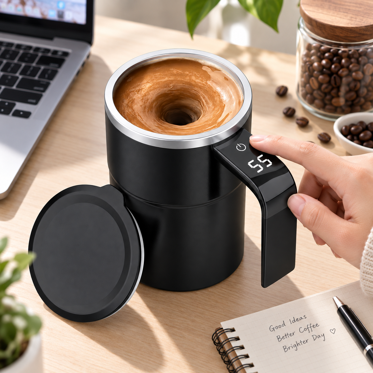 Automatischer Rührbecher mit Temperaturanzeige