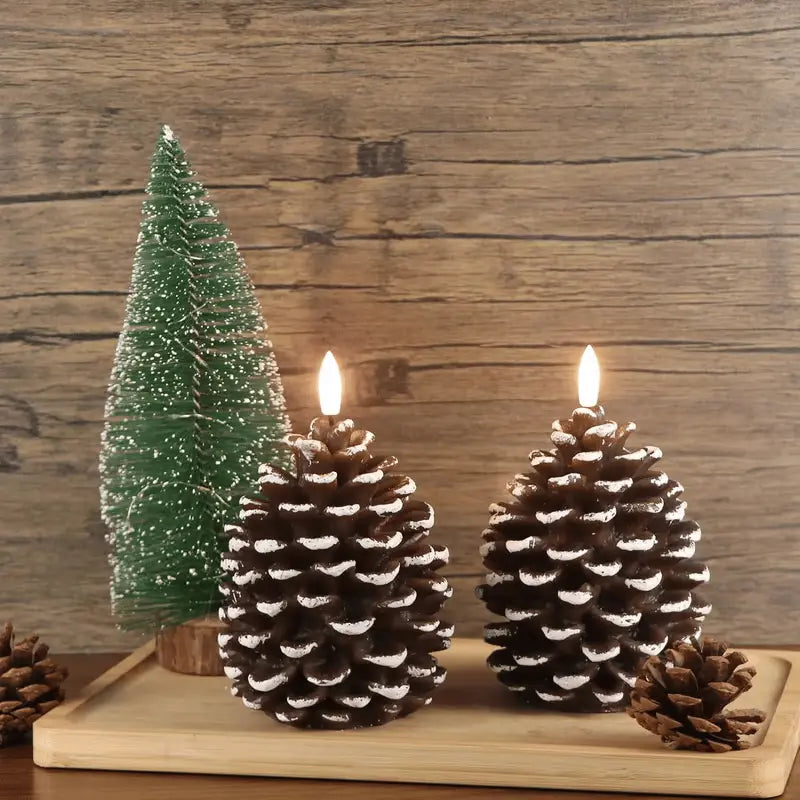Vela LED em forma de pinha, sem chama, com efeito de cintilação, para ambientes acolhedores