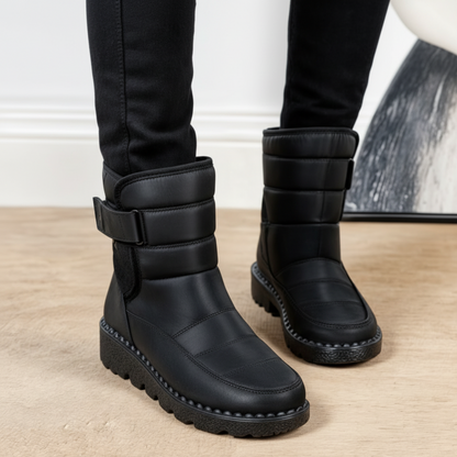 Botas de nieve de invierno para mujer con cierre de velcro y suela de plataforma