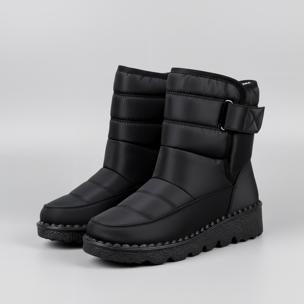 Botas de nieve de invierno para mujer con cierre de velcro y suela de plataforma