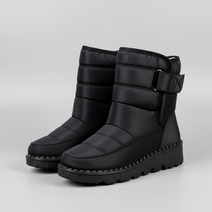 Botas de nieve de invierno para mujer con cierre de velcro y suela de plataforma