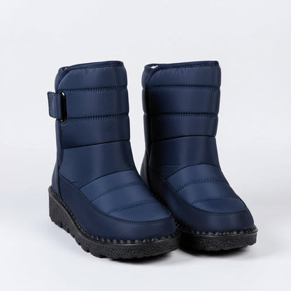 Botas de nieve de invierno para mujer con cierre de velcro y suela de plataforma