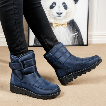 Botas de nieve de invierno para mujer con cierre de velcro y suela de plataforma