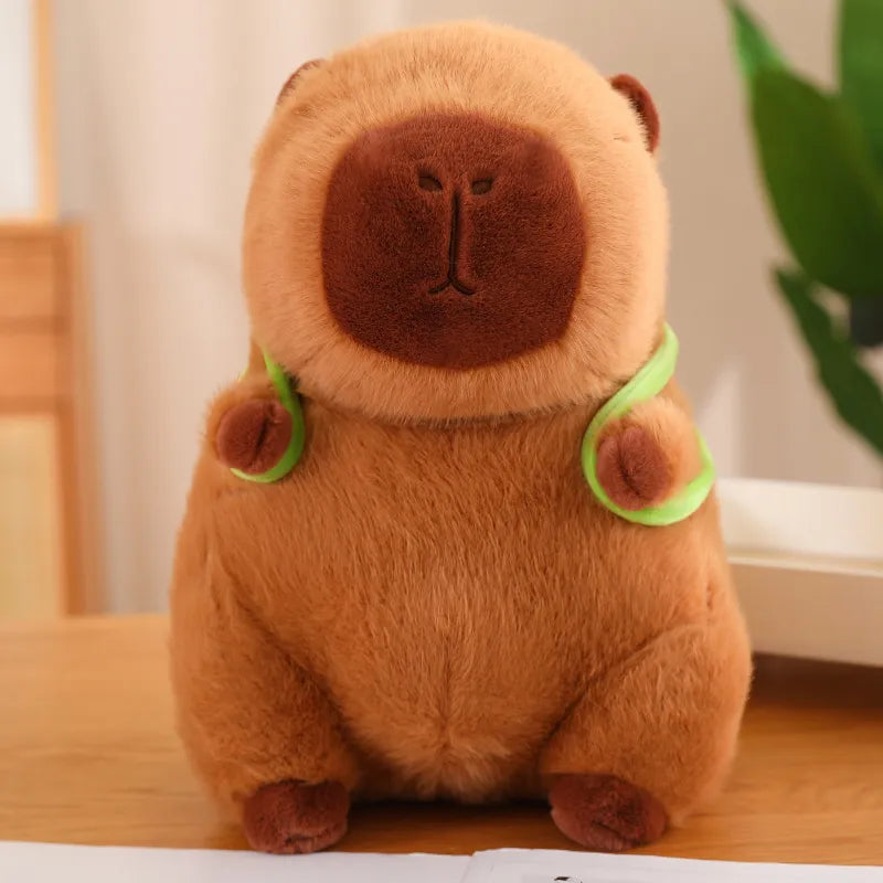 Peluche capivara com mochila tartaruga – macia e super fofa