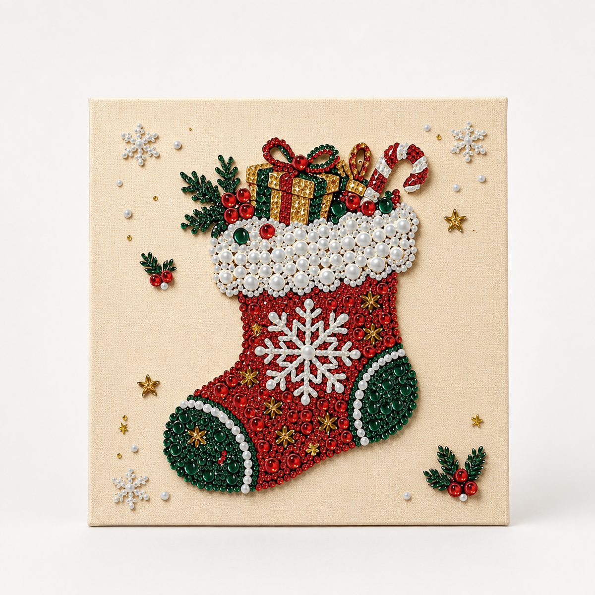 Weihnachtliches Perlenbild Bastelset mit Weihnachtsmann Motiv