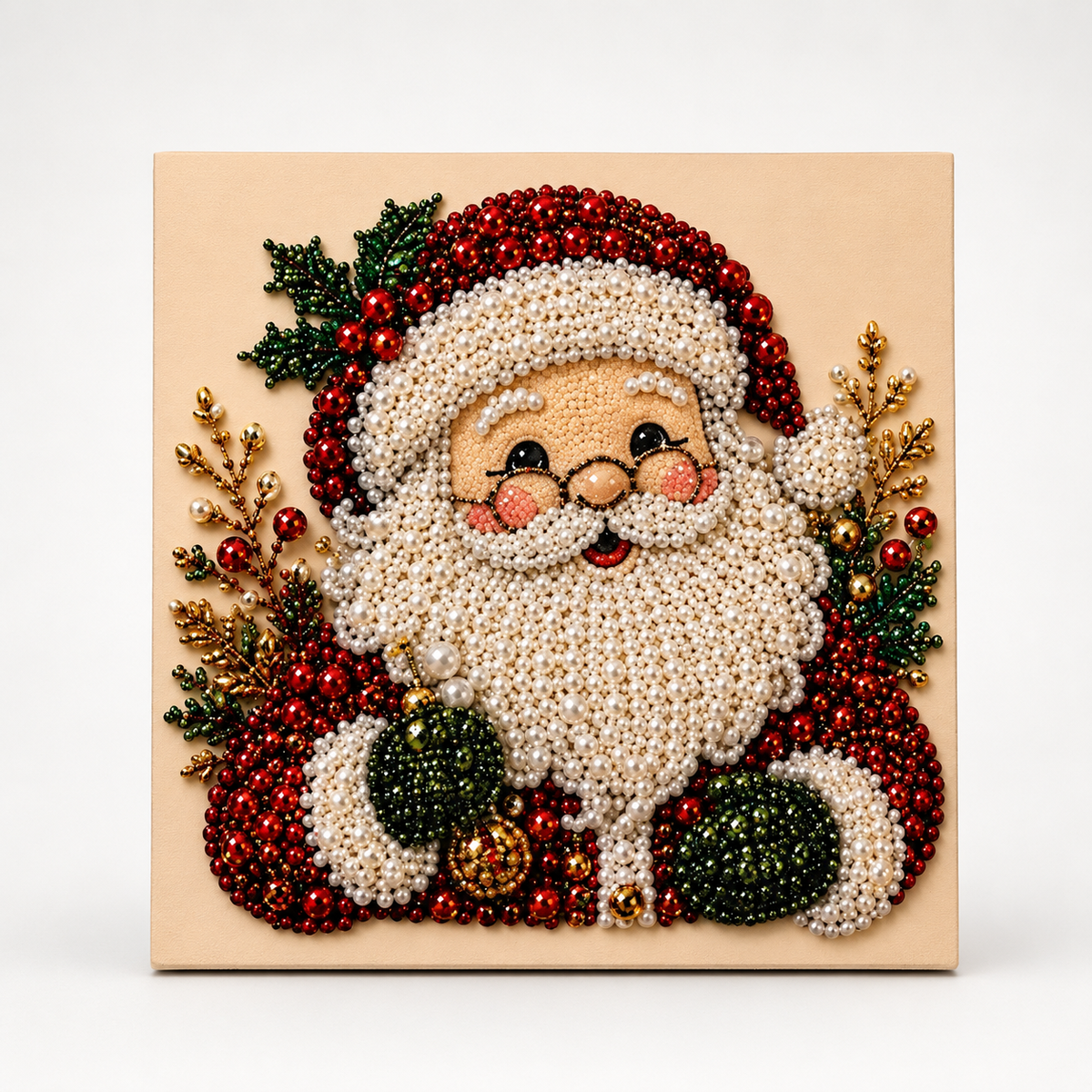 Weihnachtliches Perlenbild Bastelset mit Weihnachtsmann Motiv