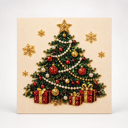 Weihnachtliches Perlenbild Bastelset mit Weihnachtsmann Motiv