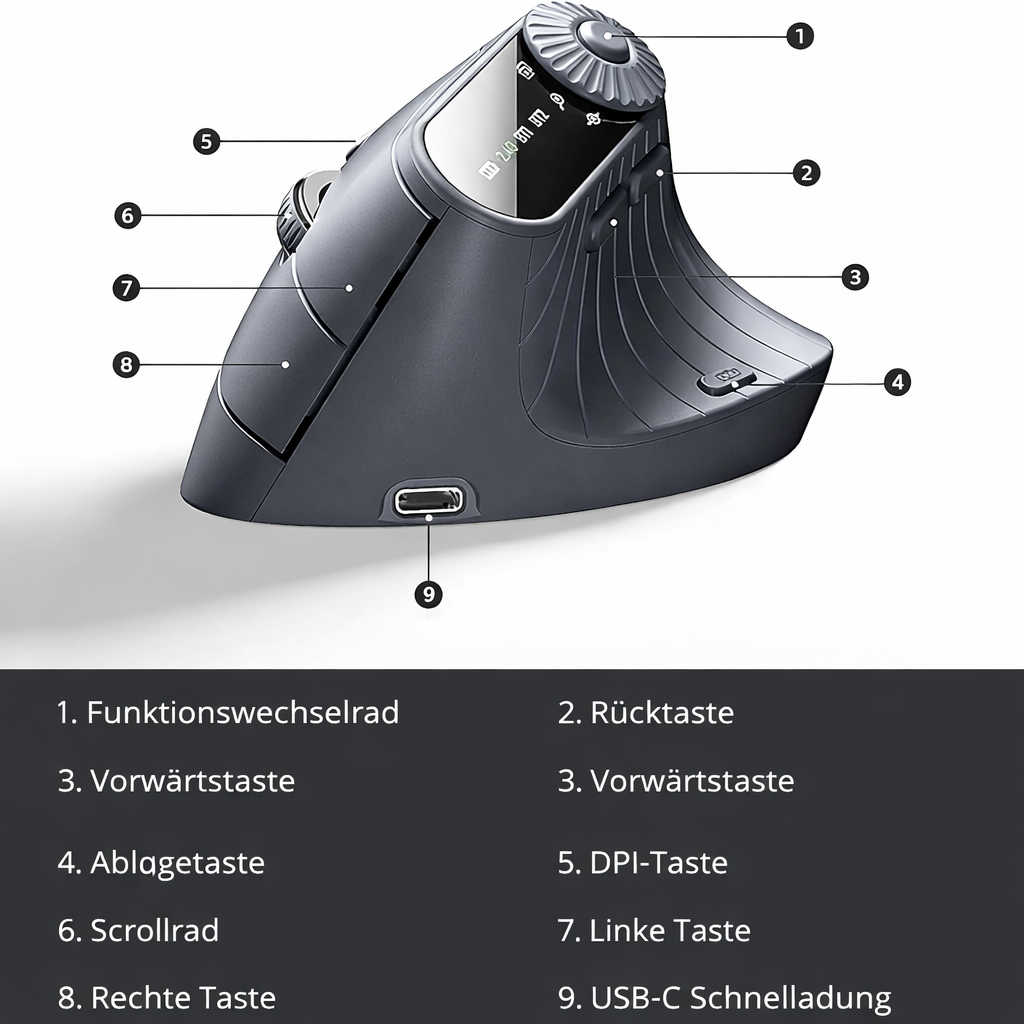 Ratón vertical ergonómico inalámbrico Bluetooth de 57°