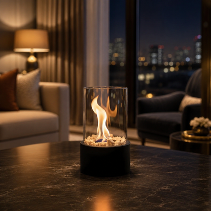 Tischkamin mit Glaszylinder