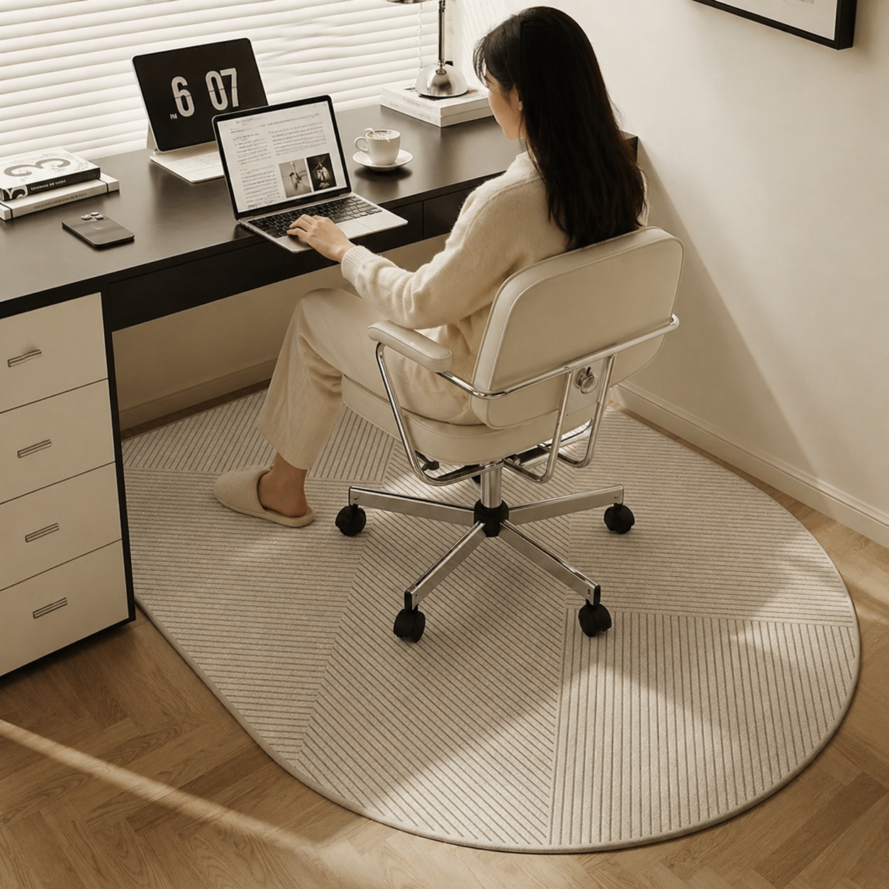 Alfombrilla protectora para silla de oficina con base antideslizante