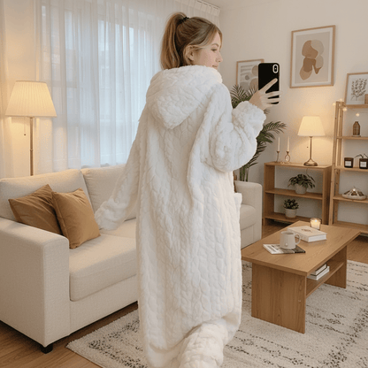 Damen Kapuzenbademantel mit Taschen