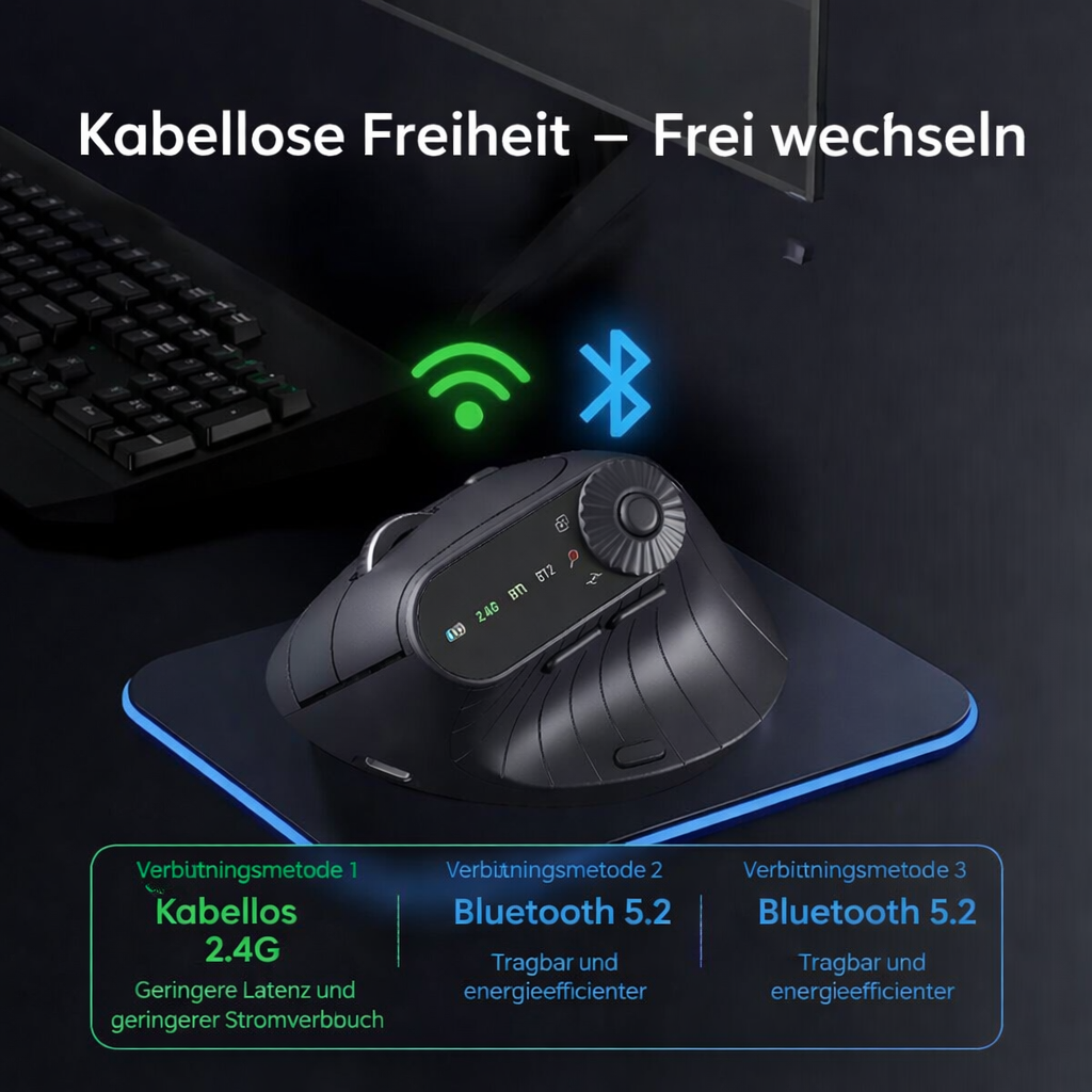 Ratón vertical ergonómico inalámbrico Bluetooth de 57°