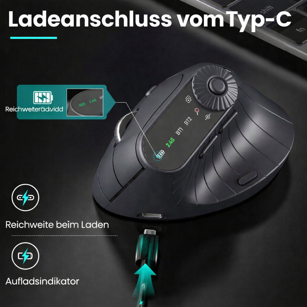 Ratón vertical ergonómico inalámbrico Bluetooth de 57°