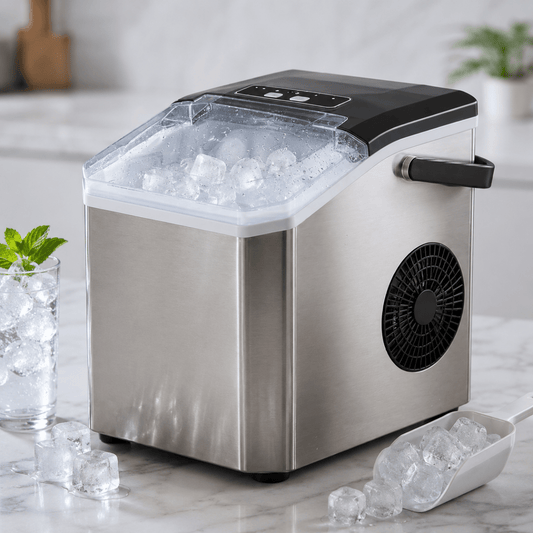 Edelstahl-Eiswürfelmaschine mit Transparentem Deckel für Frische Eiswürfel