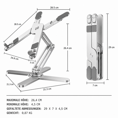 Soporte plegable ajustable para laptop y tableta de hasta 17 pulgadas
