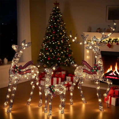 Beleuchtete Weihnachts-Rentierfamilie für den Außenbereich