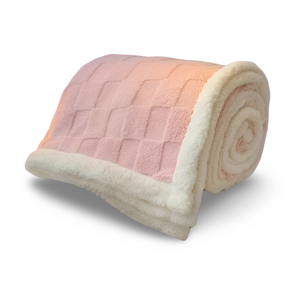 Manta de forro polar reversible con diseño geométrico texturizado