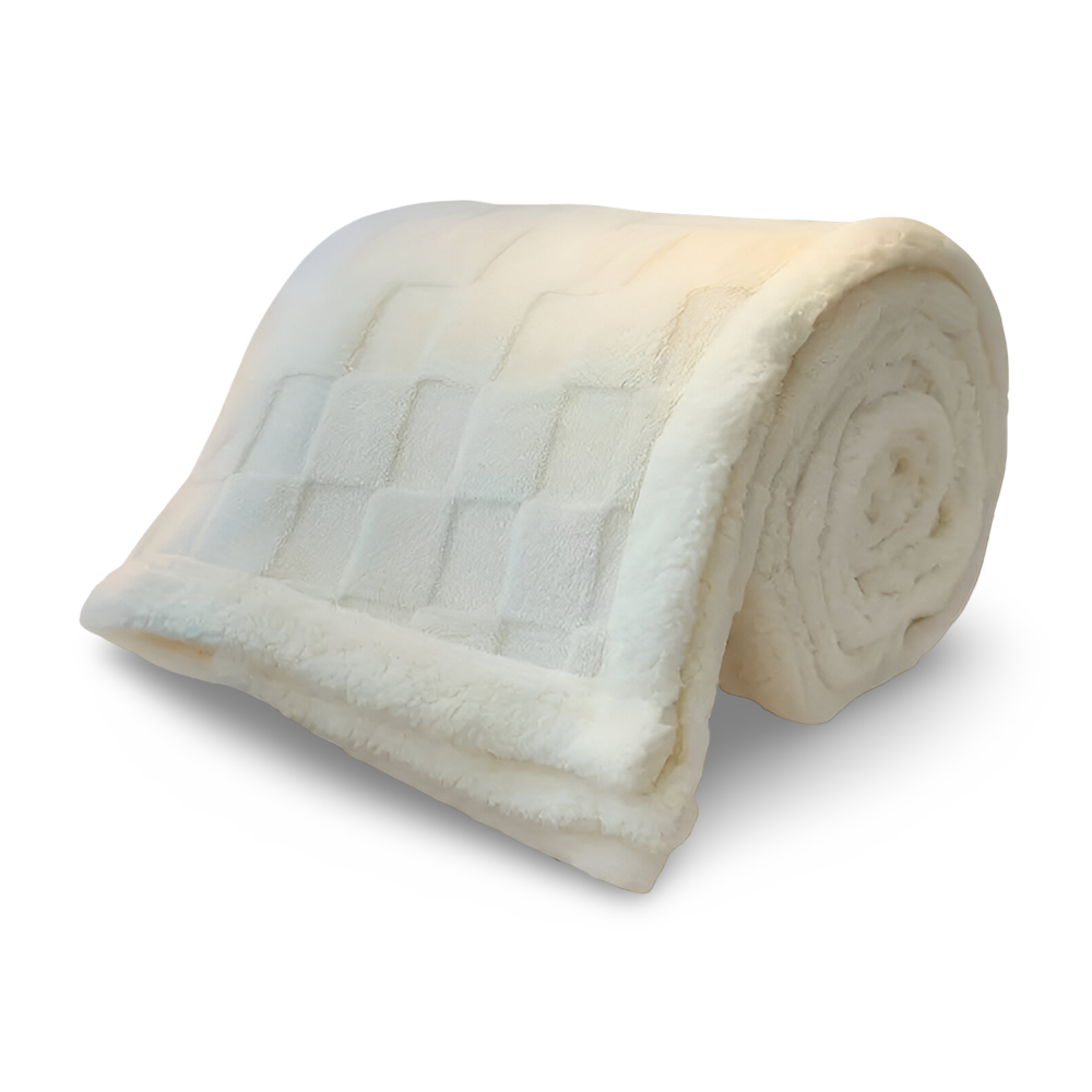 Manta de forro polar reversible con diseño geométrico texturizado