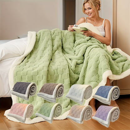 Manta de forro polar reversible con diseño geométrico texturizado