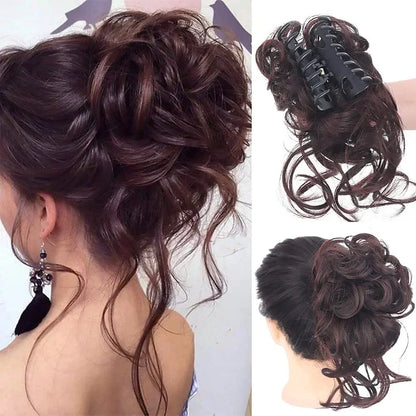 Pinza para moño rizado de cabello sintético para mujer
