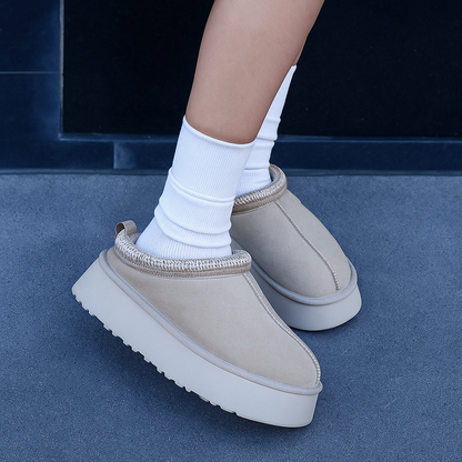 Zapatillas de invierno para mujer con forro de peluche y suela de plataforma