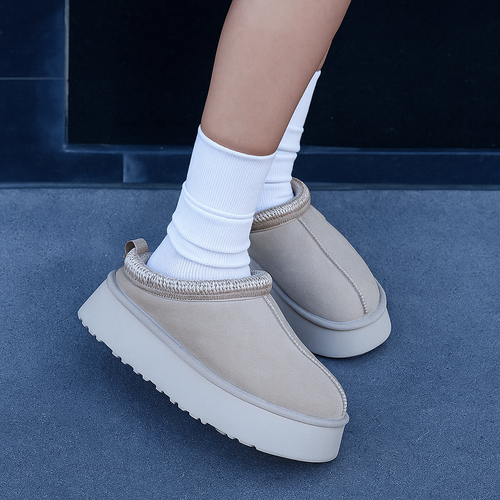 Zapatillas de invierno para mujer con forro de peluche y suela de plataforma