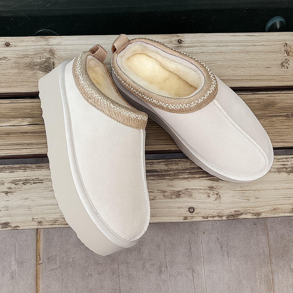 Zapatillas de invierno para mujer con forro de peluche y suela de plataforma