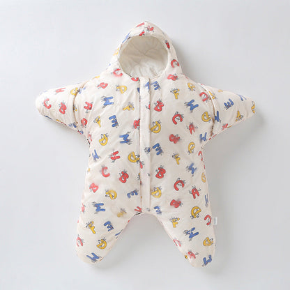 Saco-cama para bebé em forma de estrela – para noites quentes e aconchegantes.