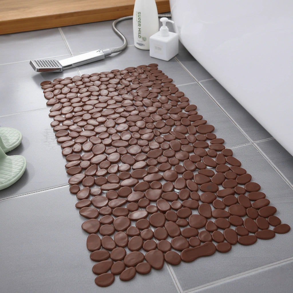 Rutschfeste Badematte mit Kieselsteinstruktur