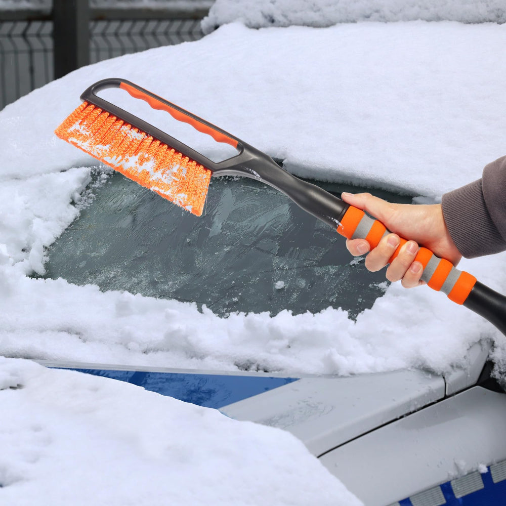 Cepillo para nieve de auto con raspador de hielo y mango largo