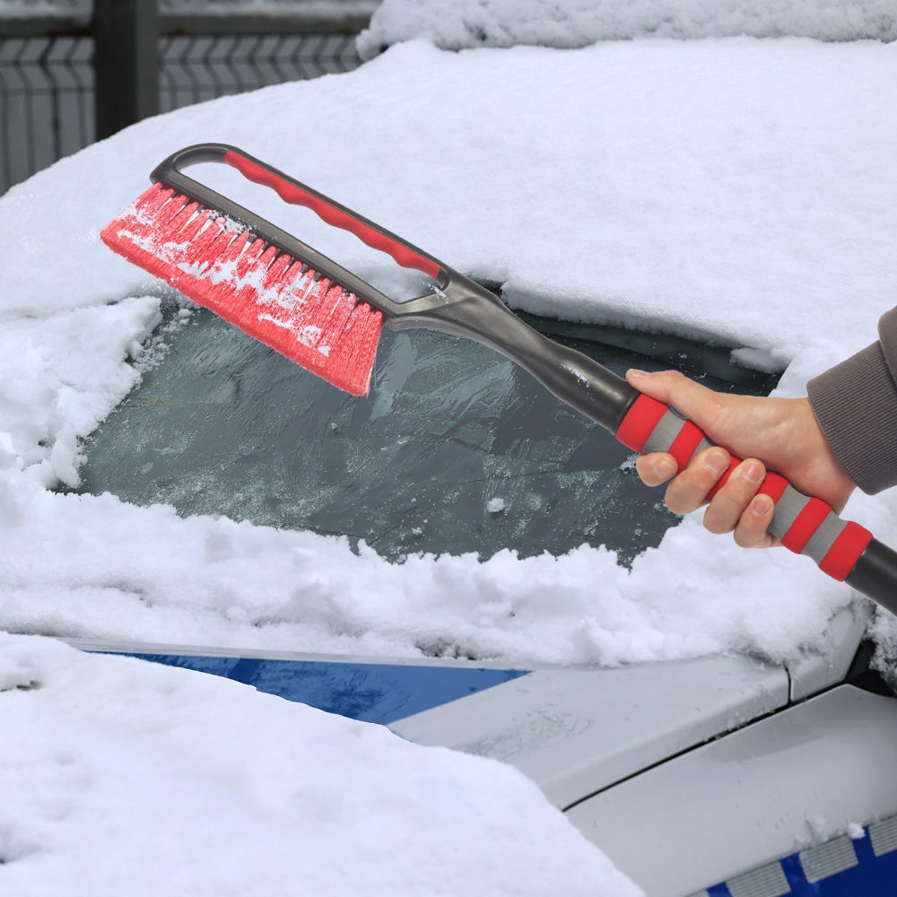 Cepillo para nieve de auto con raspador de hielo y mango largo