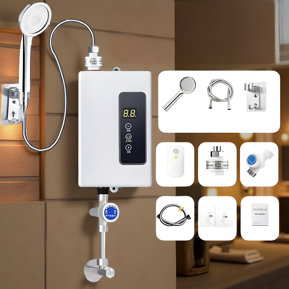 Calentador de agua eléctrico instantáneo con pantalla digital