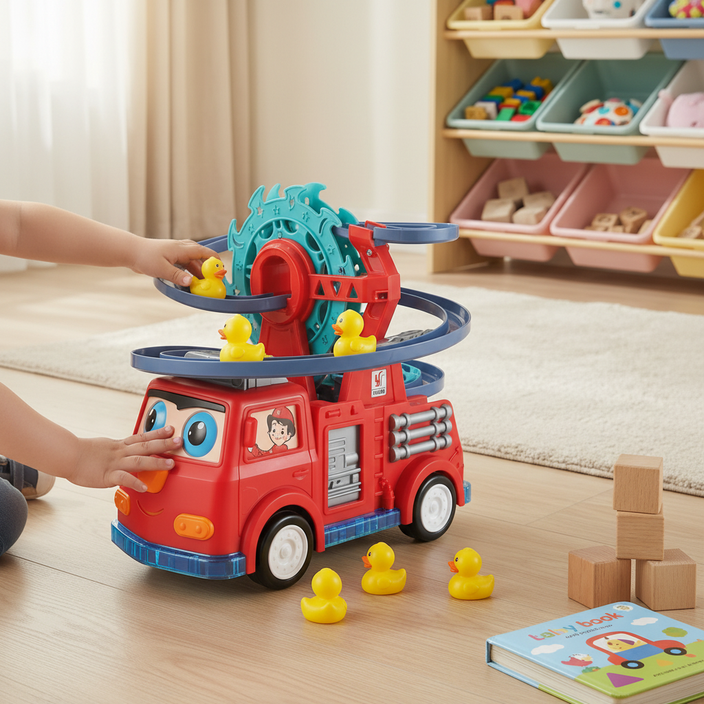 Interaktives Feuerwehrauto mit Enten-Rutschbahn