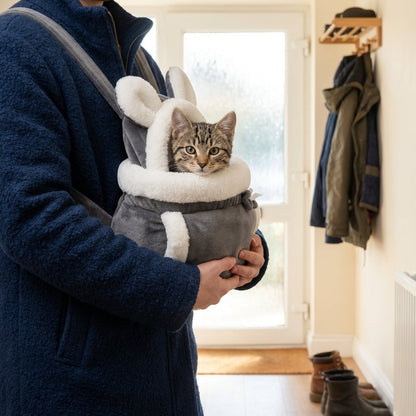 Transportín para gatos con forro de forro polar