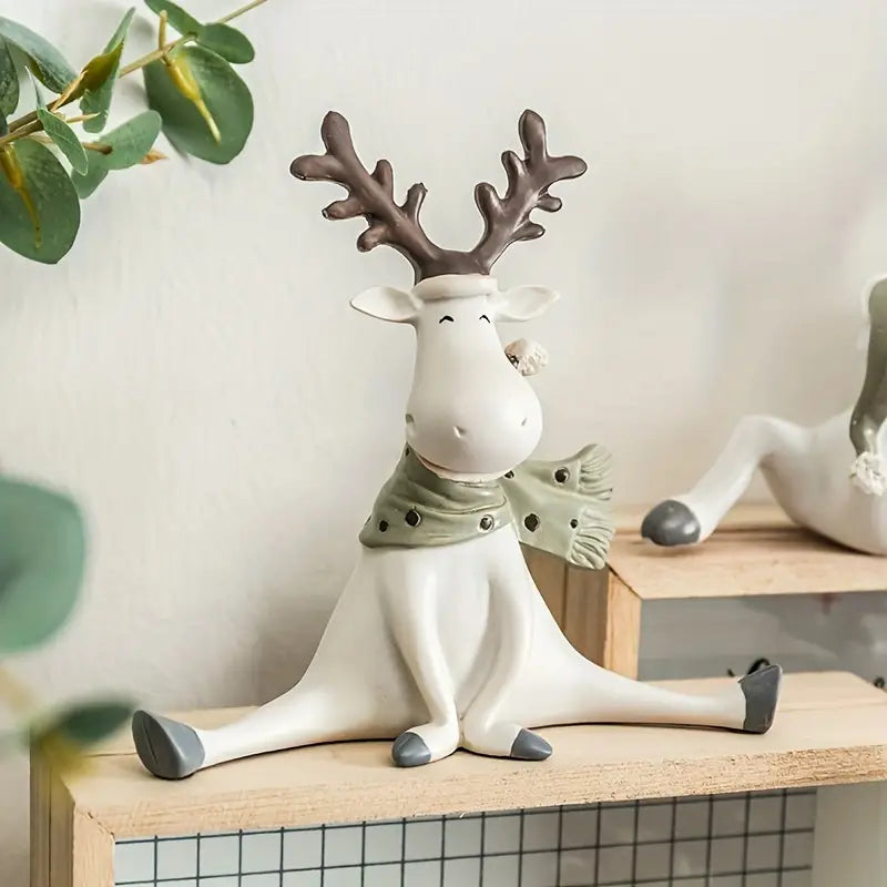 Figura decorativa de reno con bufanda