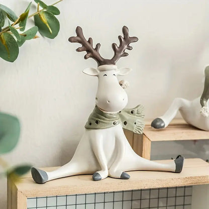 Figura decorativa de reno con bufanda