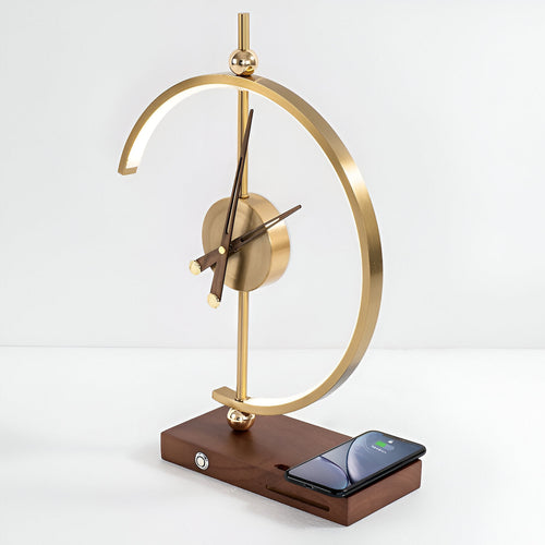 Lámpara de mesa LED con reloj y función de carga inalámbrica Qi