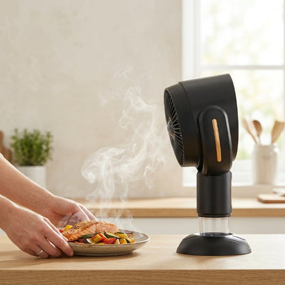 Purificador de ar compacto para absorção de fumo e odores em espaços interiores