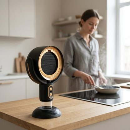 Purificador de ar compacto para absorção de fumo e odores em espaços interiores