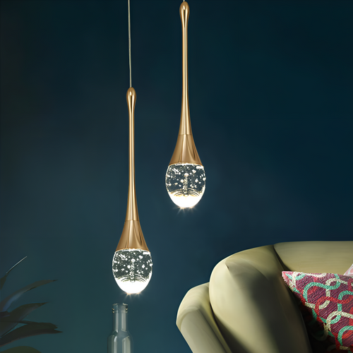 LED-Pendelleuchte mit Tropfendesign und dekorativem Glaselement für Innenräume
