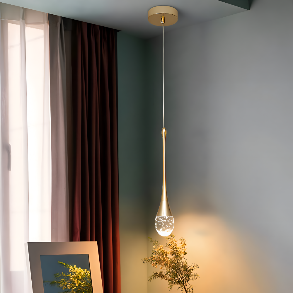 LED-Pendelleuchte mit Tropfendesign und dekorativem Glaselement für Innenräume