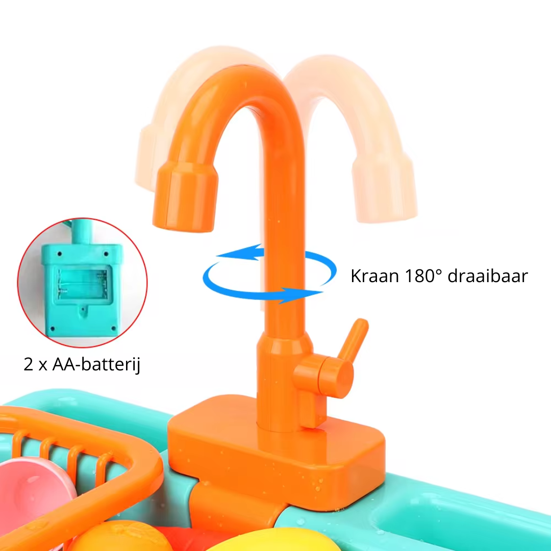 Mini Chef set za pranje posuđa – S tekućom slavinom i igračkama povrća
