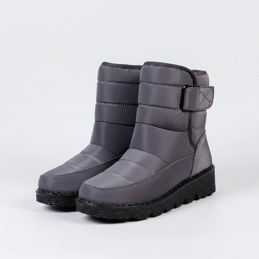 Botas de nieve de invierno para mujer con cierre de velcro y suela de plataforma