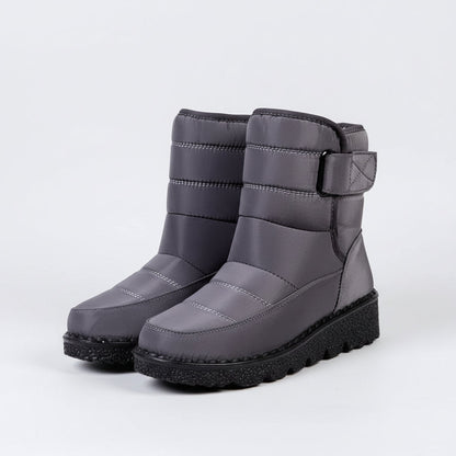 Botas de nieve de invierno para mujer con cierre de velcro y suela de plataforma